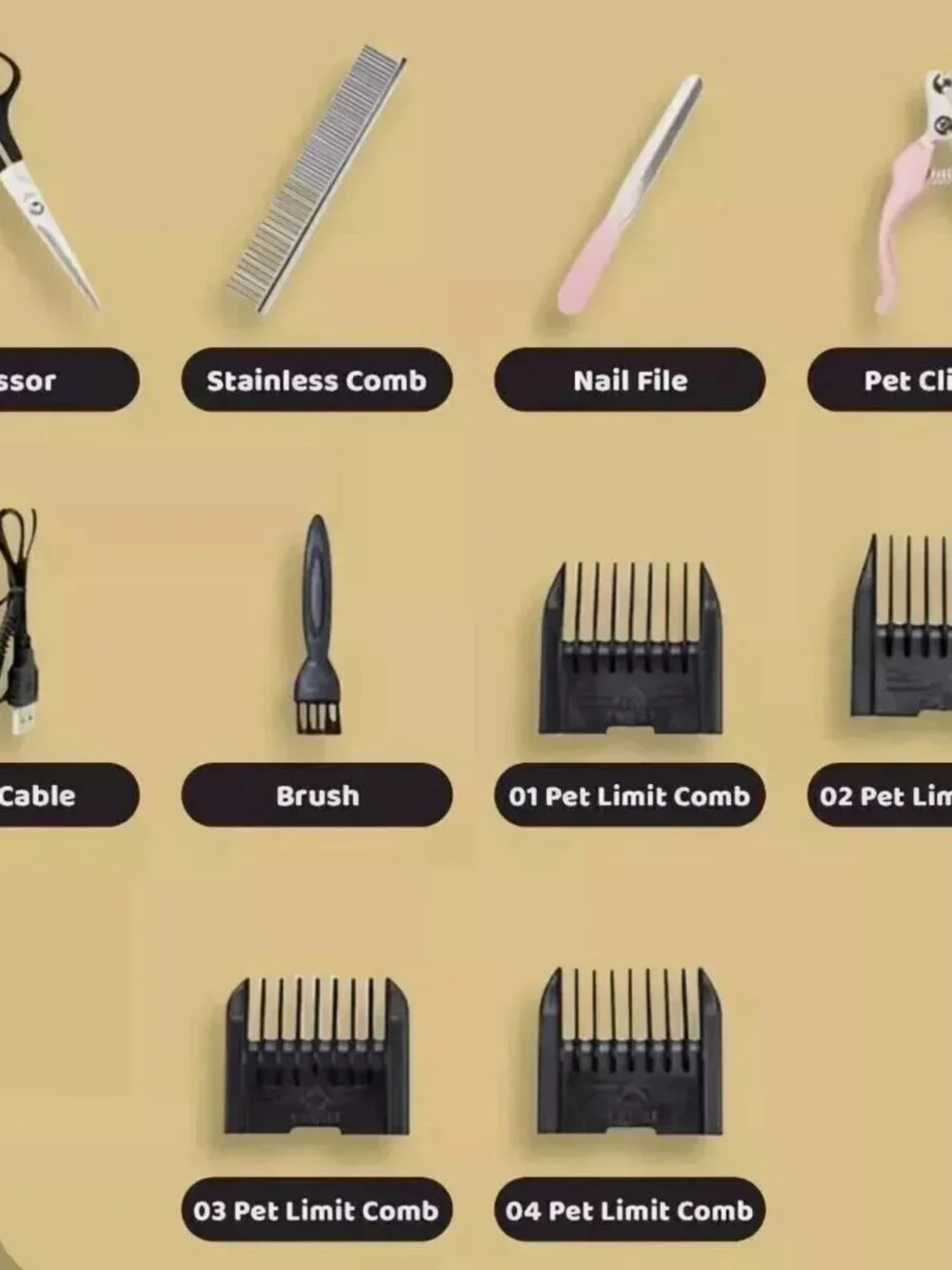 Pet Dog Cat Rechargeable Hair Cut Kit, Bonus Grooming Brush
